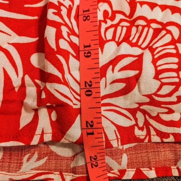Knox Rose Skirt Red White Tropical Floral Rayon Drawstring Waist Sz. XL NWT - Picture 8 of 10
